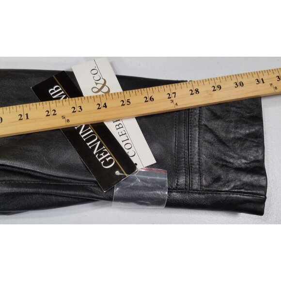 Colebrook & Co. Black Leather Lined Trench Coat Women's L Biker Goth Western - Picture 10 of 16